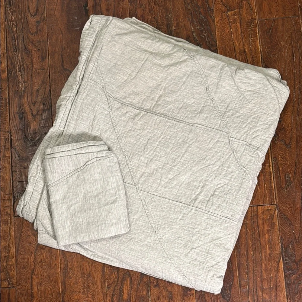 West Elm Pleated Grid Heather Gray King/Cal King Duvet/Sham